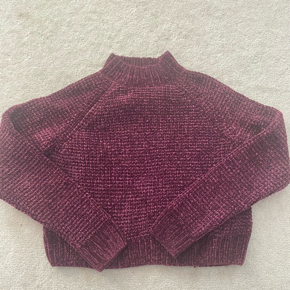 Burgundy velvet sweater